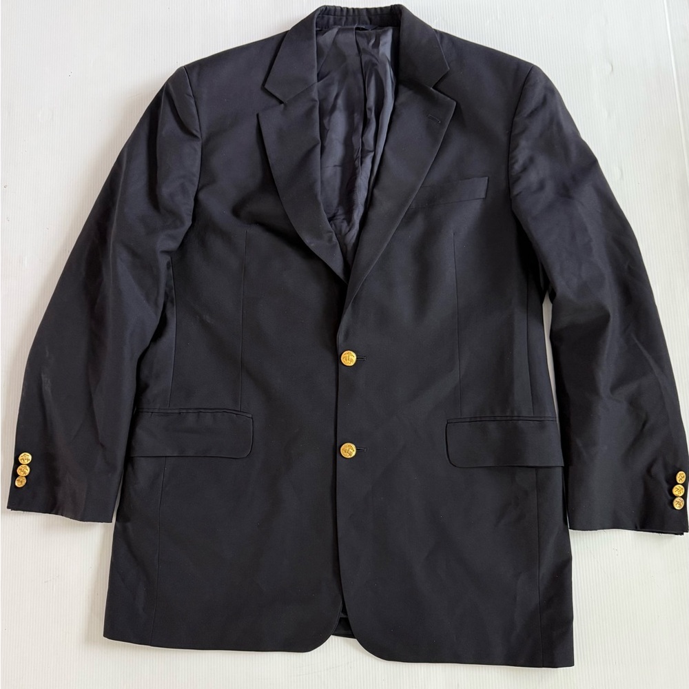 Brooks Brothers Loro Piana  Blazer Navy Gold Buttons Golden Fleece Size 46